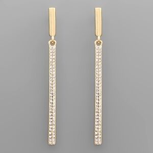 Pave Stone Bar Earrings